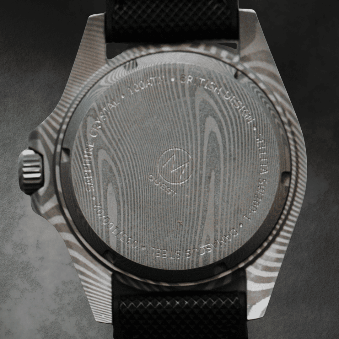 Close-up of the McQuaide Q1-B caseback