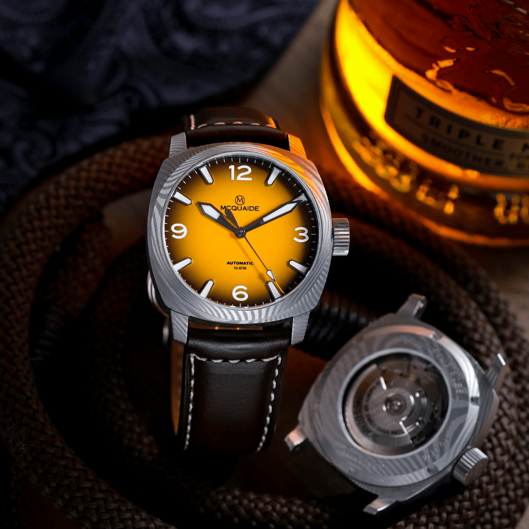The McQuaide C1 Sunburst with Whiskey and watch head