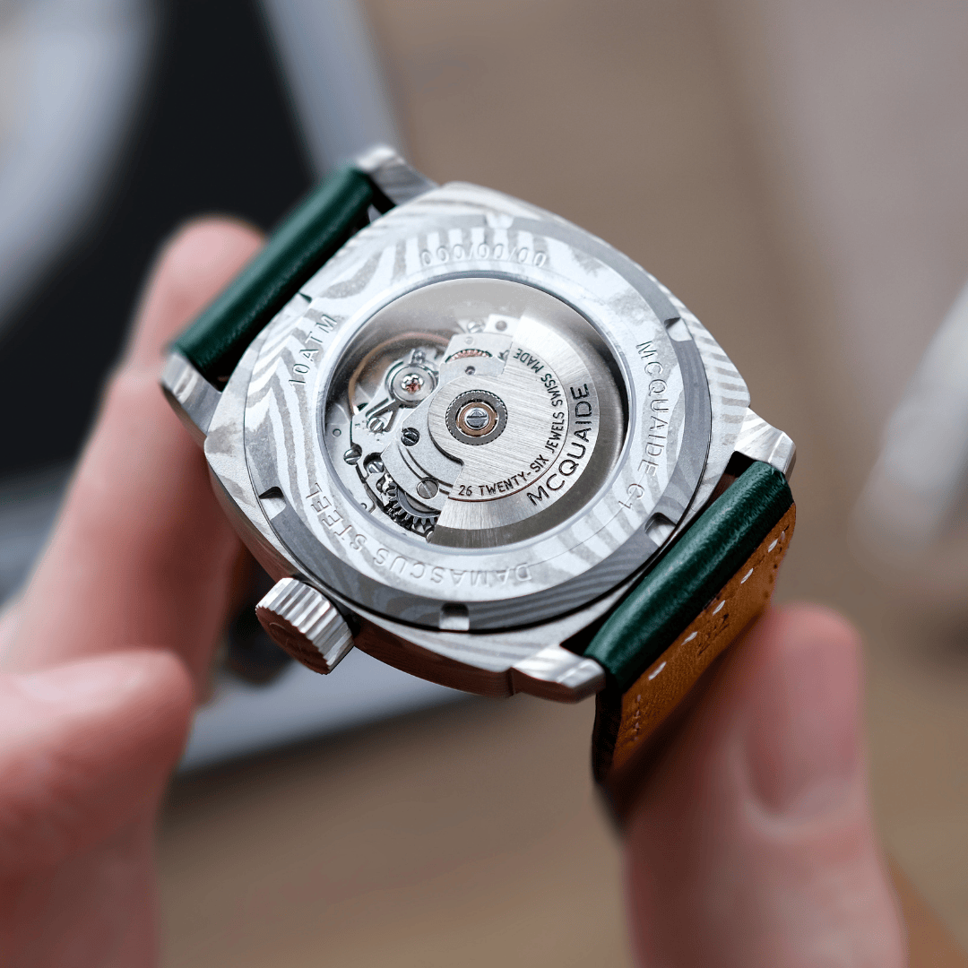 The McQuaide C1 Evergreen caseback