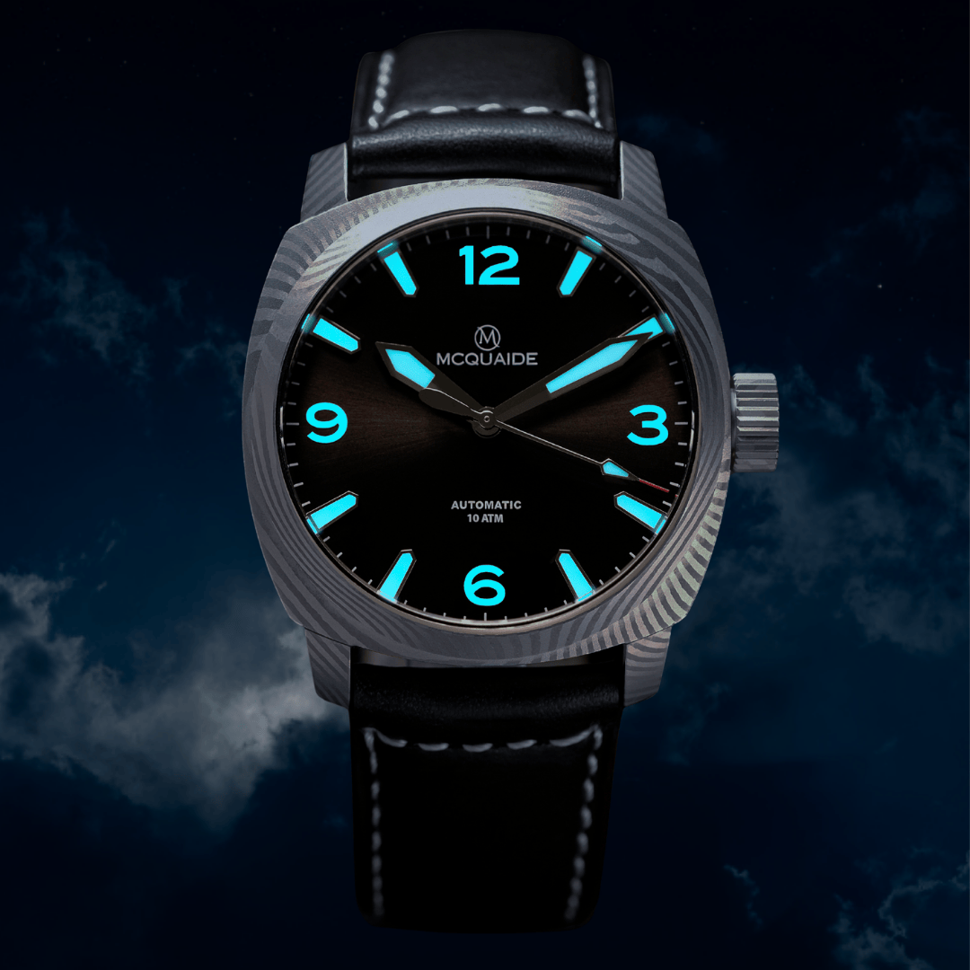 The McQuaide C1 midnight with a night sky in lume
