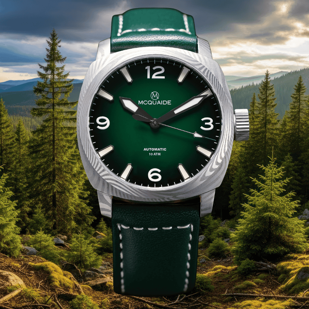 The McQuaide C1 evergreen with a forrest background