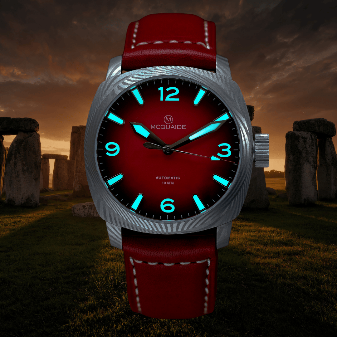 The McQuaide C1 Solstice with a Stonehenge background in lume