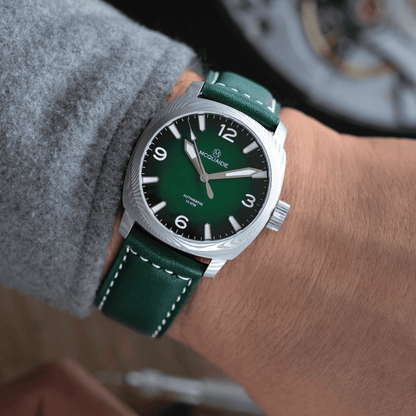 The McQuaide C1 Evergreen on wrist