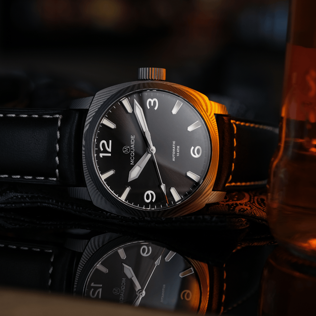 The McQuaide C1 Midnight with a golden reflection