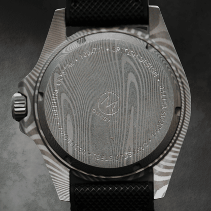 Close-up of the McQuaide Q1-B caseback