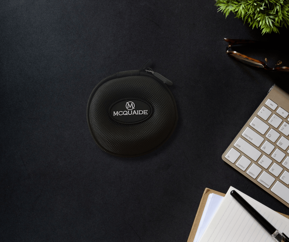 McQuaide watch travel case on a desk