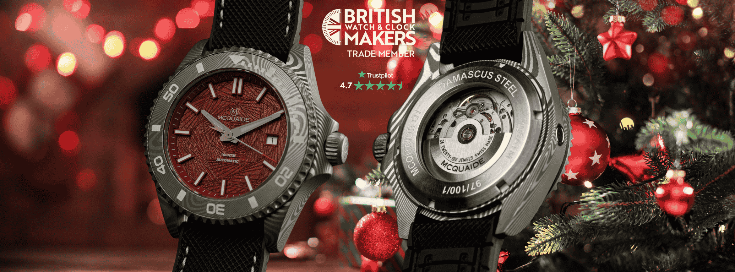 McQuaide C1 Crimson with a Christmas background