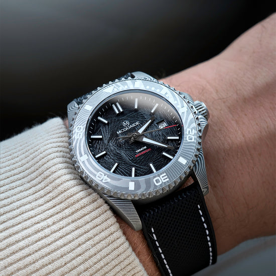 McQuaide Q1 Damascus Steel watch on wrist